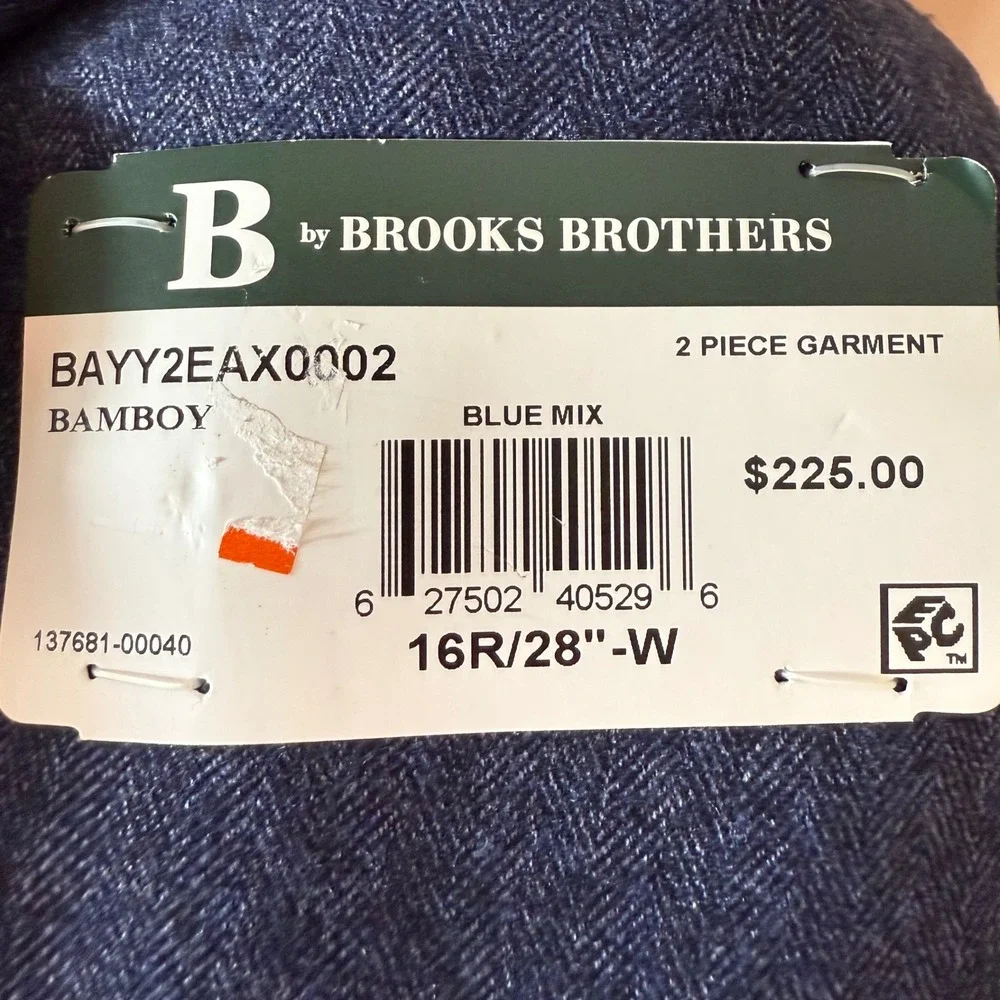 Brooks Brothers Bamboy Blazer Men 16R Blue Mix Herringbone Wool Blend Sport Coat